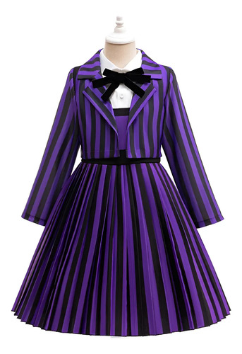 Disfraz De Cosplay De Enid Para Niñas, Vestido De Princesa A Rayas Moradas Para Halloween, Carnaval, Fiesta De Cumpleaños, Actuación Teatral