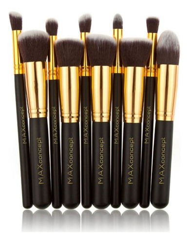 Set X10 Brochas Kabuki Pinceles Maquillaje Incluye Estuche!!