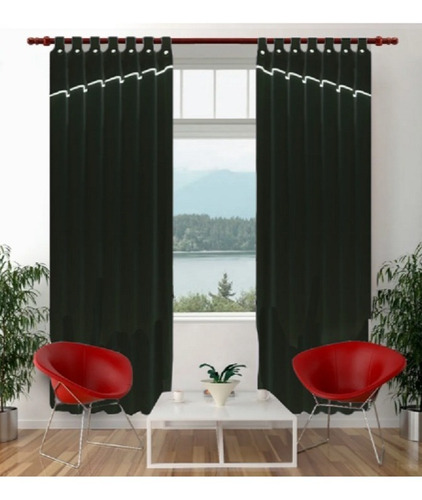 Cortinas Ambiente Tropical Botones Forrados Faldon Diagonal