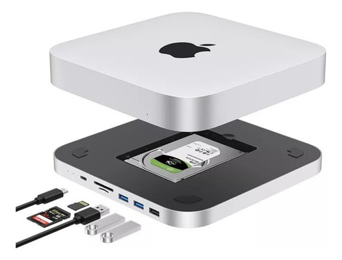 Suporte Hub Mc25pro P/ Mac Mini Usb C Com Leitor Case Hd Ssd