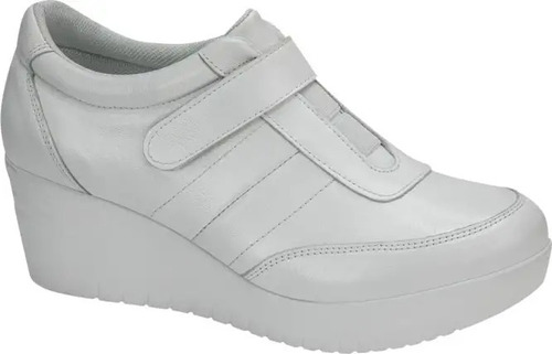 Zapato Blanco Dama Confort De Piel Con Plataforma 2104