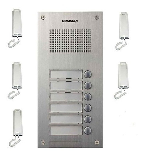 Portero Commax 6 Pulsadores Con 5 Teléfonos Kit Completo