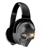 Fone Ouvido Headset Caveira Gamer Sem Fio Bluetooth Led Rgb