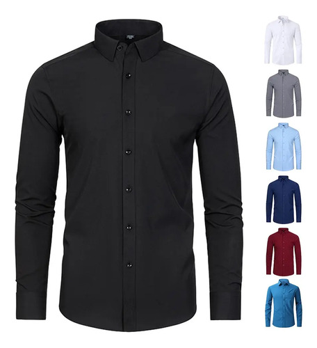 Camisa Slim Fit Manga Larga Para Hombre Casual | MercadoLibre