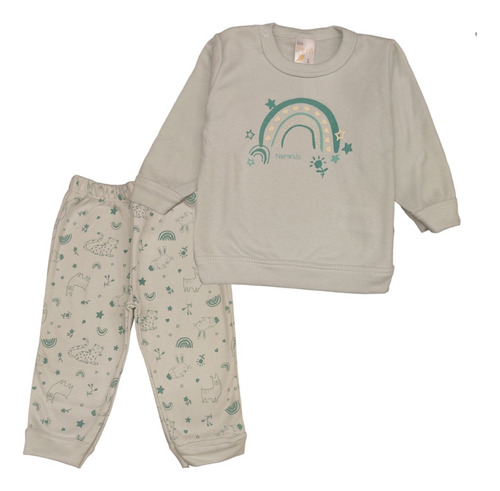 Pijama Bebe Invierno Algodon 100% Conjunto Arcoirirs