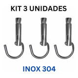 Gancho Armador Rede Cadeira Balanço Teto Inox Parabolt 3 Un