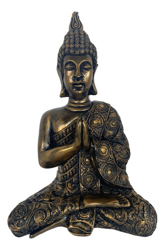 Estatueta Buda Hindu Meditando Decorado A Mão Peça Exclusiva