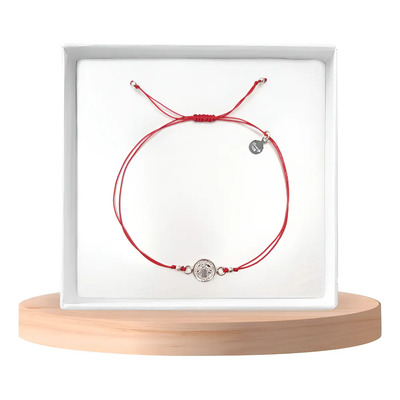 Pulsera Hilo Rojo San Benito Plata Ley 925 Amuleto Diámetro 12 Cm Largo 12 Cm | Meses sin interés