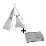 Tipi Grande Casita De Juegos Teppe + Tapete Gris Bora