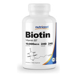 Biotina Vitamina B7 Nutricost 10,000mcg 240 Cápsulas