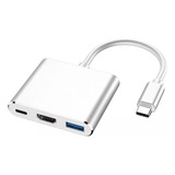 Hub Adaptador Usbc 3.1 Tipo C Hdmi Para Macbook Apple 3x1