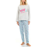 Pijama Cotton 2 Piezas Polera Manga Larga Pantalón Algodón 