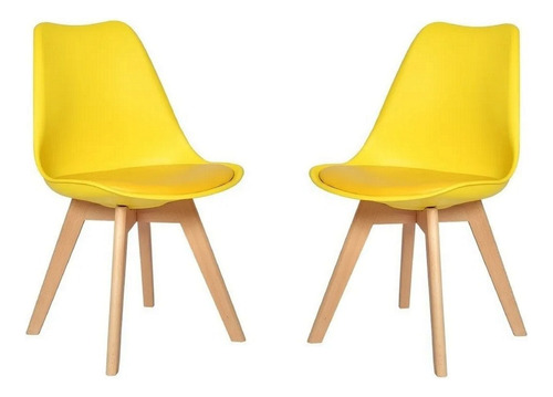Kit 2 Cadeiras Charles Eames Leda Design Wood - Frete Grátis