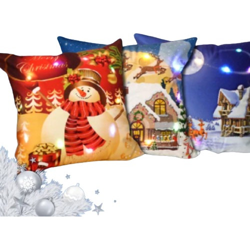 Set X3 Fundas Cojines Navideños Con Luces Navidad Decoración