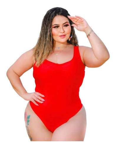 Body Maio Plus Size Feminino Meia Taça C/ Bojo Tecido Grosso