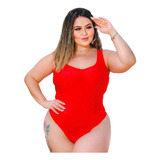 Body Maio Plus Size Meia Taça Com Bojo Veste 46-50