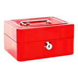Caja Fuerte Metálica Dinero + Llave Seguridad 15x12cm Rojo