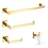 Kit Banheiro Dourado Acessórios Inox 304 Gold Luxo Premium