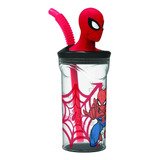 Vaso Infantil Spiderman C/tapa Y Sorbete Int Ha162 Cresko Color Negro Hombre Araña