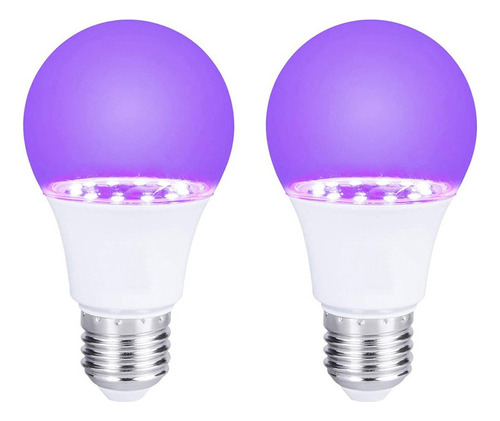 2 Focos Led De Luz Negra Ultravioleta E26 9w Para Fiesta