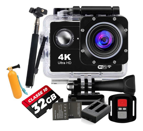 Kit Câmera Sport 4k Wifi Hd + Carregador + 2 Baterias + 32gb