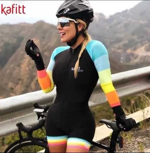 Conjunto De Ciclismo Mujer Tipo Bodys Manga Larga 