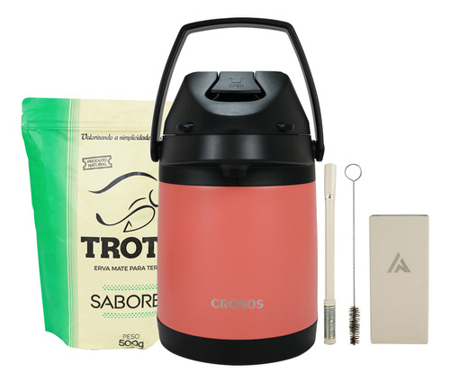 Kit Terere Copo Quadrado Bomba + Garrafa Térmica + Erva 500g