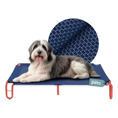 Cama Elevada Perro Catre Mascotas 122x85x20cm Esquimal Pets Azul-rojo Liso