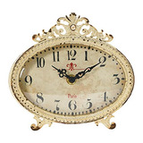 Reloj De Chimenea Desgastado De Peltre, Crema
