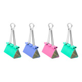 Broche Binder Clip Aprieta Papel 40 Mm Colores Surtidos X4u