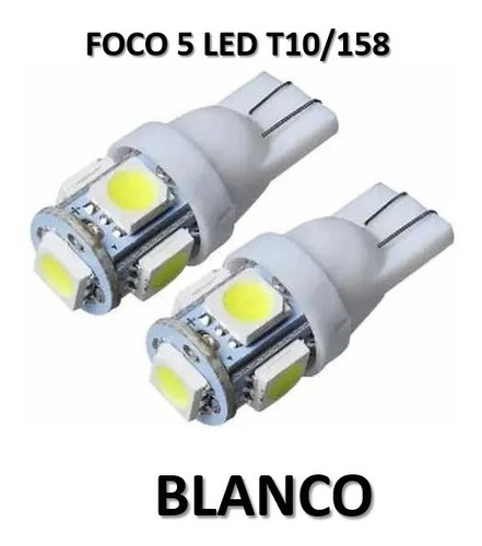 Foco Led Pellizco T10-158 5 Led Blanco Fijo (10 Jgos/pares)