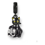 Charm O Dije De Gato Con Calavera. En Plata Auténtica 0.925.