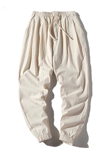 Pantalones Casuales De Lino Y Algodón Para Hombres Holgados