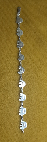 Pulsera De Plata Eslabones Elefantes Para Niña , Adolescente