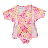 Biquini Maio Kimono Infantil Moda Menina Colorido Natação 