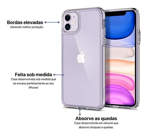 Capa Capinha Case Slim Para iPhone 6 7 8 X Xr 11 12 13 Max Cor Transparente iPhone 11 Normal