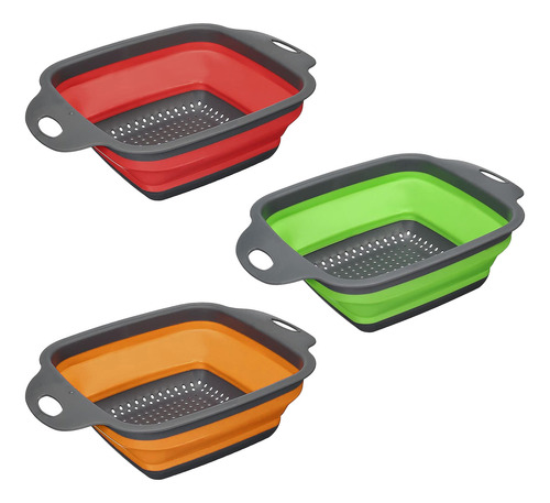 Set 3 Colador Cocina Plegable Escurridor Verduras Frutas 