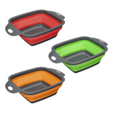 Set 3 Colador Cocina Plegable Escurridor Verduras Frutas 