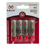 Pilha Mox Recarregável Mo-aa2600b4 Cilíndrica Kit De 4 Unid