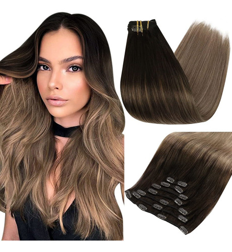 Extensiones De Cabello Natural Marrón Oscuro Ombr 22in 120gr