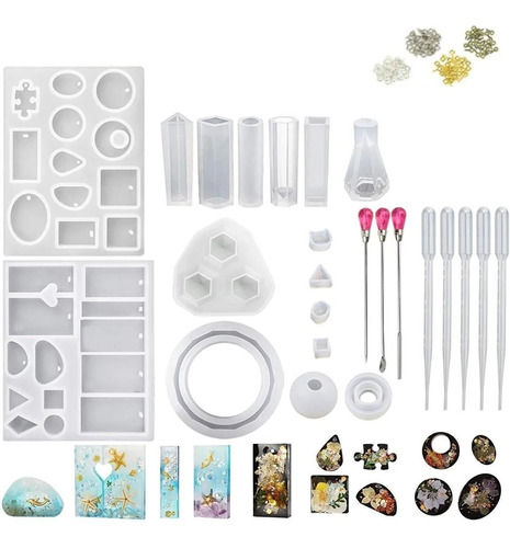 Kit 16 Piezas Moldes De Silicona Para Resina Joyeria Aros