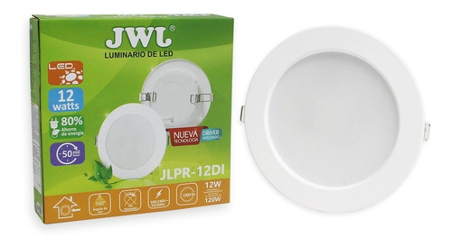 Plafon Led 12w Empotrable Luz Blanca Redondo 60 Pzs Jwj