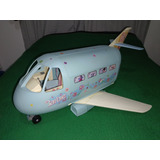 Vintage Mattel 1999 Barbie Blue Jumbo Jet Plane Con Accesori