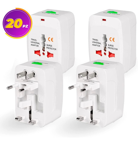 20pz Adaptador Convertidor Clavija Corriente Universal Viaje