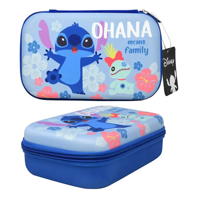 Estuche Escolar Moldeado Disney Stitch Ohana Color Azul | Envío gratis