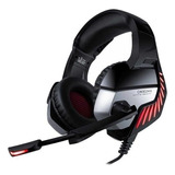 Audífonos Gamer Onikuma K5 Pro Auricular Rojo Y Negro