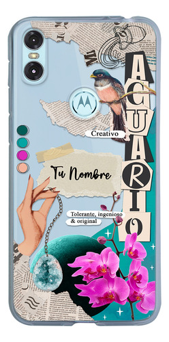 Funda Para Motorola Mujer Signo Zodiaco Acuario Tu Nombre