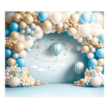 Fundo Fotográfico Cenário Horizontal Em Tecido 2,20m X 1,50m Desenho Impresso Balão Azul Ff23-09