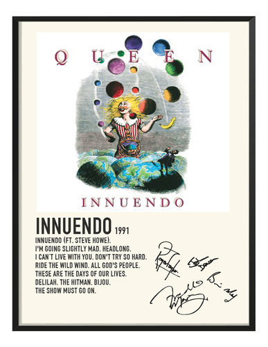 Cuadro Queen Music Album Tracklist Exitos Innuendo