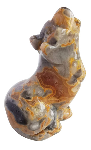 Loveliome Figura De Cristal De Lobo De Gata Natural, Estatua